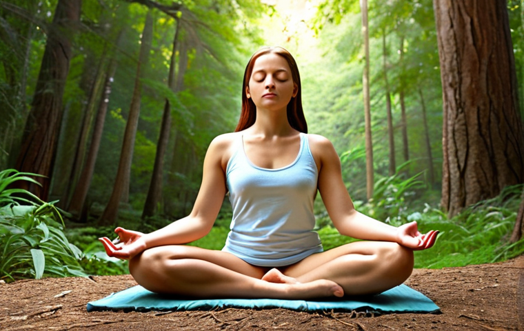 **
A person meditating in a serene natural setting, radiating peace and inner freedom, symbolizing the psychological path to forgiveness and release from emotional burdens. Focus on light and calm colors.
**