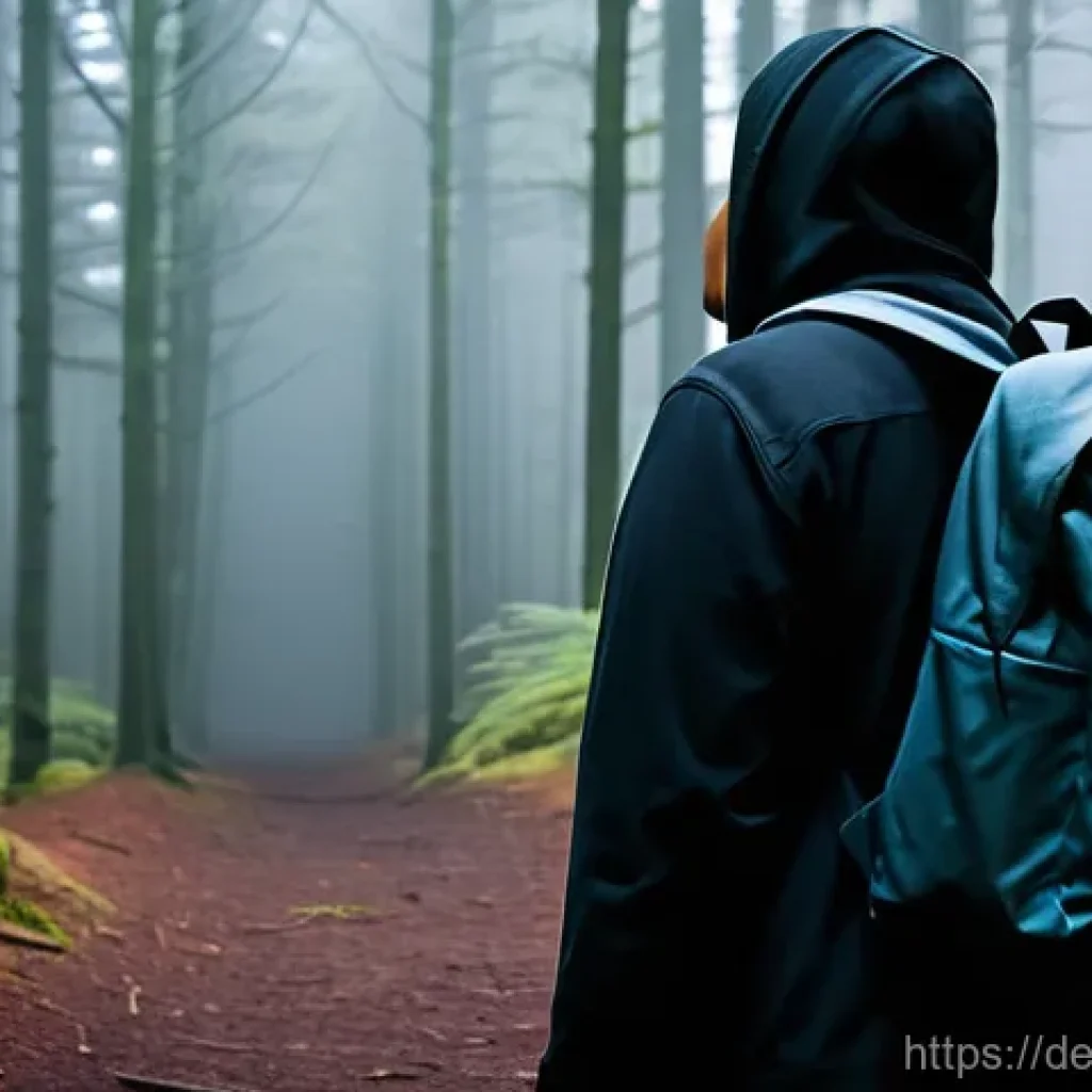 용서와 긍정적 정서의 상관관계 - **Prompt:** A person stands on a dimly lit, winding path in a dense, symbolic forest. They are facin...